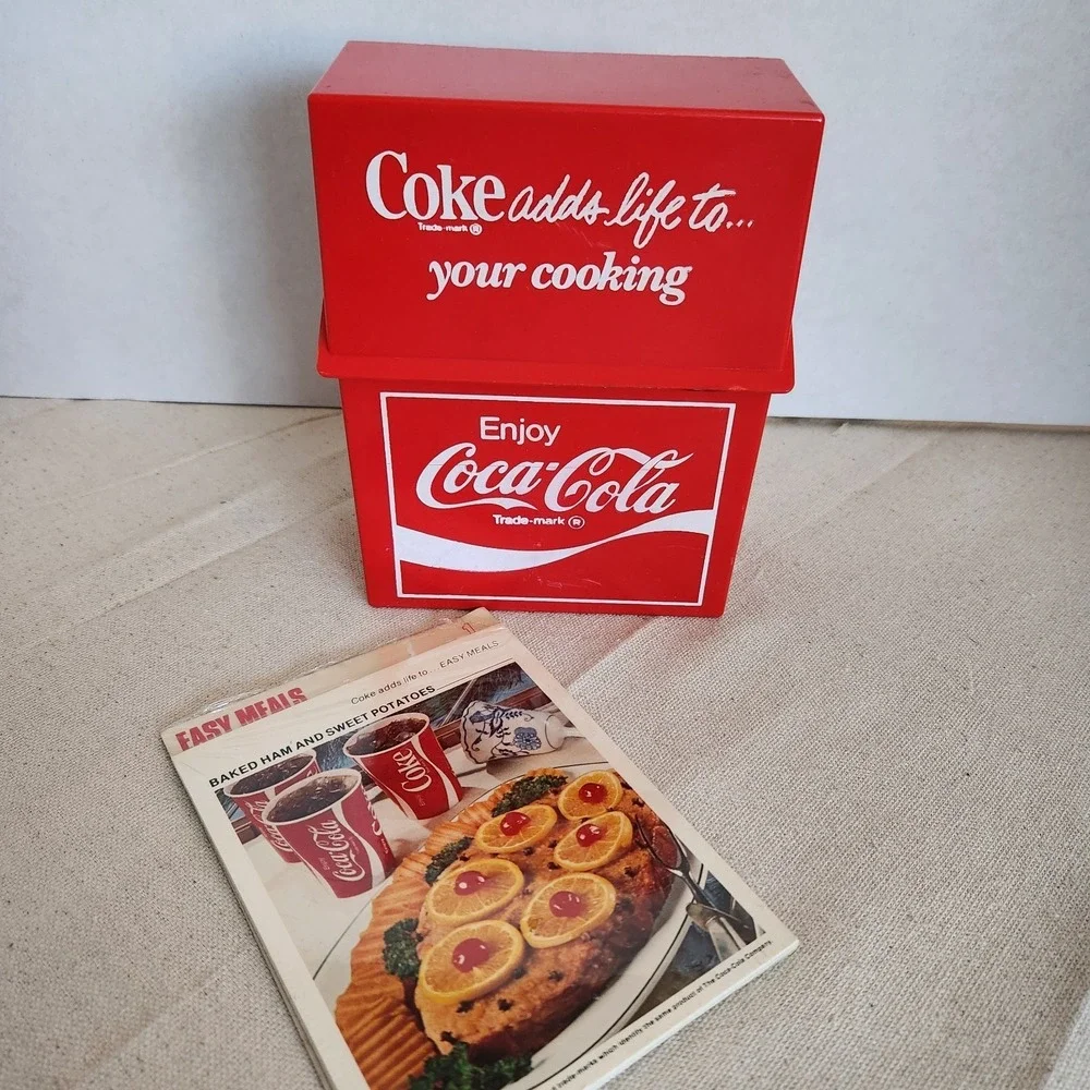 Vtg 1970s Coke Coca Cola Recipe Box & Complete Recipe Set Cards Sealed See Notes